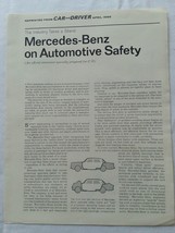 Car And Driver Reprint April 1966 Mercedes Benz On Automotive Safety - £15.45 GBP