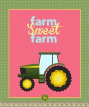 37&quot; X 44&quot; Panel Tractor John Deere Farm Sweet Farm Plaid Cotton Fabric D763.76 - £8.05 GBP