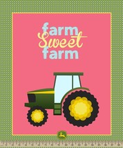 37&quot; X 44&quot; Panel Tractor John Deere Farm Sweet Farm Plaid Cotton Fabric D763.76 - £7.65 GBP