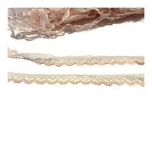 Vintage Lingerie Lot Pink Trim White Ribbon Roll 0.5” Scalloped Lingerie Border - £37.36 GBP