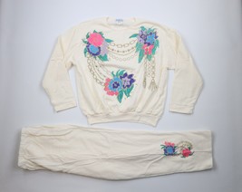 Deadstock Vintage 90s Streetwear Womens XL 2 Piece Flower Sweatpants Sui... - $138.55