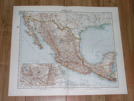 1912 Original Antique Map Of Mexico / Yucatan / Baja California / Texas - £16.76 GBP