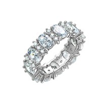 Full Eternity Oval Cut Simulated Diamond 925 Sterling Silver Engagement Ring - £62.58 GBP