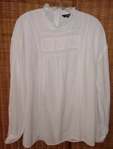 LAUREN Ralph Lauren Ladies L White High Neck Embroidered Cottage/Prairie... - $27.80