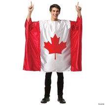 Canadian Flag Costume Adult Red White Maple Leaf Patriotic Halloween GC1981 - £51.83 GBP