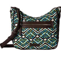 Vera Bradley Crossbody Bag Vivian Rainforest Purse Brown Green Medium Sized - £9.22 GBP