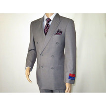 Men Apollo King Double Breasted Suit Classic Peak Lapel Soft Blend DM23 Gray image 7