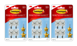 3M Command 4 Small Wire Hooks &amp; 5 Adhesive Strips Per Pack Max 0.5 lb 3 Pack - £10.62 GBP