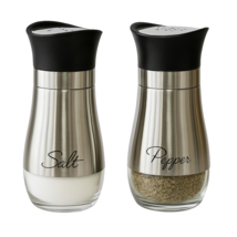 Salt &amp; Pepper Shaker Set Stainless Steel Covering Glass BPA-Free, 4.42 Oz - $9.89