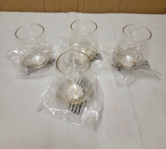 Set of 4 Stemless Wine Glass Tumbler Clear Plastic Gold Speckle - £15.42 GBP