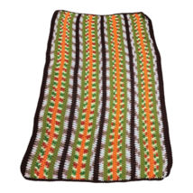 Vtg Afghan Handmade Crochet 60x40 Multi-Colored Striped Cottage Core Blanket - £29.13 GBP