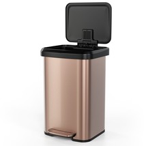 13-Gallon Copper Gold Stainless Steel Step Trash Can with Soft Close Lid - £137.45 GBP