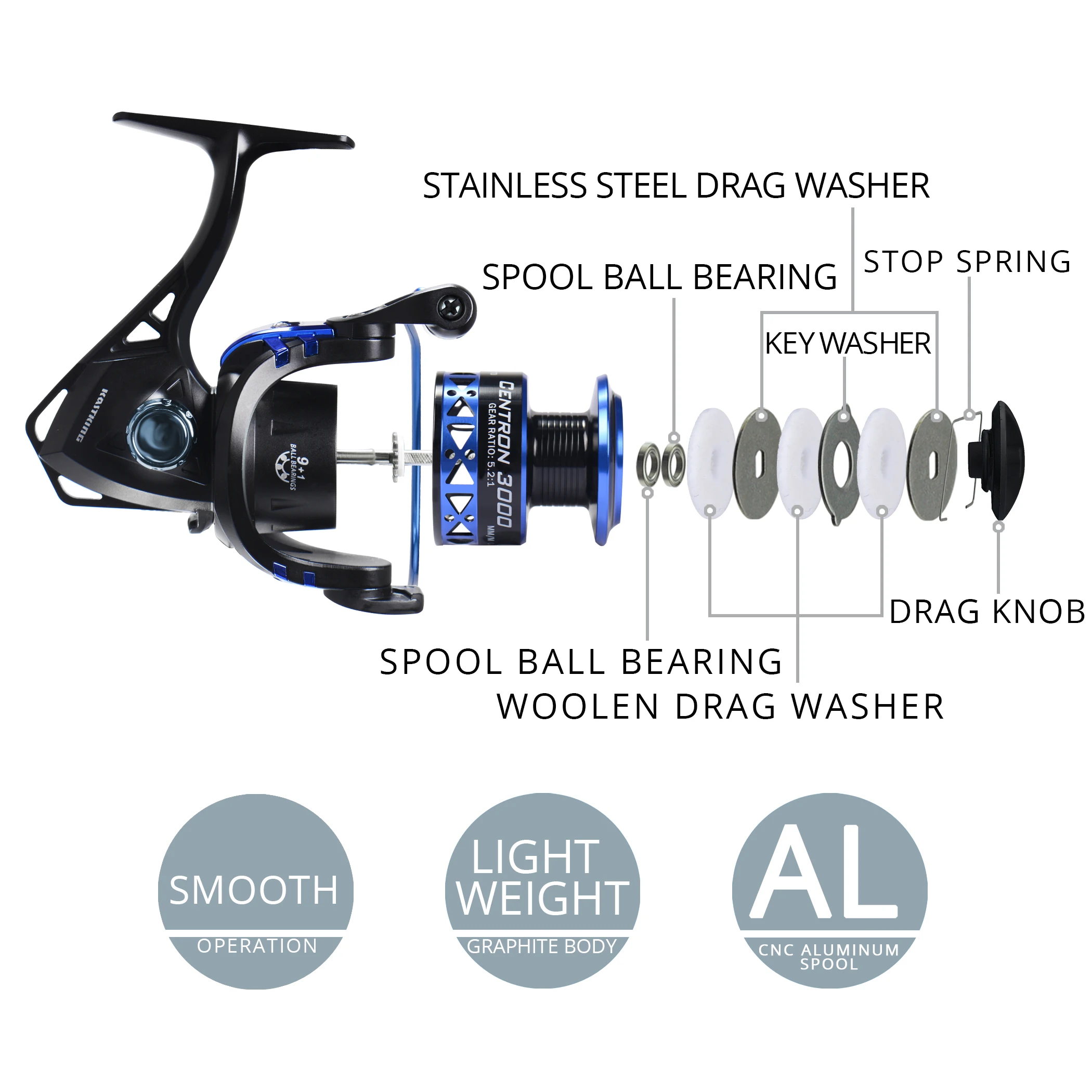 Ng centron summer one way clutch system low profile spinning reel 9 1 ball bearings max thumb200
