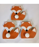 Wood Wall Hooks 3 Orange Fox Shaped Wall Mounted Wooden Coat Hooks - $463.67 MXN