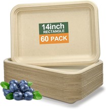 60 Pack Disposable Food Trays, Heavy Duty Paper Plates, 14 Inch, Party Supplies - $41.99