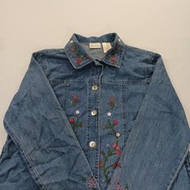 Bobbie Brooks BB3S112 Womens M Blue Embroidered Floral Button Front Denim Jacket image 14