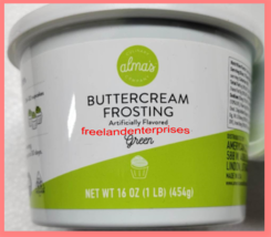 Food ALMA&#39;S Buttercream Green Frosting, ~ 16 oz ~ 1 Container ~ - £8.68 GBP