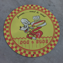 Vintage 1963 Dog N Suds Hot Dog Porcelain Gas &amp; Oil Americana Man Cave Sign - £205.20 GBP