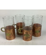 Set of 4 - Copper Brass Irish Turkish Coffee Mugs Cups Glasses - Vintage - $19.79