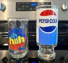1 Pepsi-Cola 12oz Footed Glasses Tumbler Drinking Glass and 1 Diet Pepsi Glass - £12.22 GBP