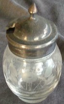 Antique Pressed Etched Glass Relish Jar - Hinged Silver Plate Lid - VGC - PRETTY - £22.89 GBP