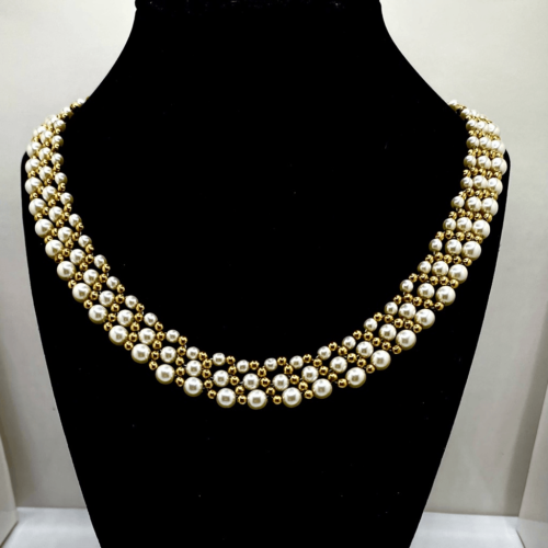 AVO Vintage Gold & Pearl Fashion Choker by Napier - $59.40