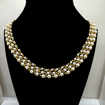 AVO Vintage Gold &amp; Pearl Fashion Choker by Napier - £46.78 GBP
