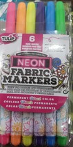 Tulip Fine-Tip Neon Fabric Markers - Assorted Colors - 6 Markers - £17.36 GBP