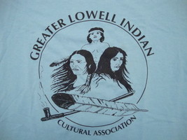 Greater Lowell Indian Cultural Association Native American Tribe Blue T Shirt XL - £11.72 GBP