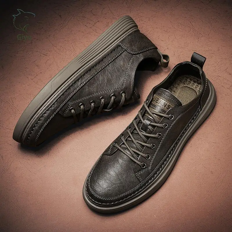 Spring Autumn New British Casual Leather Shoes Men&#39;s Korean Version Tren... - £37.74 GBP