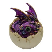 Purple Baby Dragon Hatching from an Egg Medieval Fantasy Figurine Hatchl... - $22.98