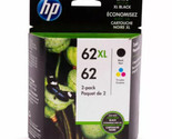 HP 62XL Black &amp; HP 62 Tri-Color Ink Cartridges N9H67FN C2P05AN C2P06AN E... - $99.98