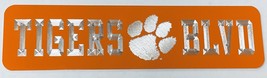 Clemson Tigers Engraved Metal Fan Cave Street Dorm Diamond Etched Sign 3... - £18.05 GBP