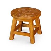 Carved Wooden Step Stool with Butterflies - Natural Finish - $79.99