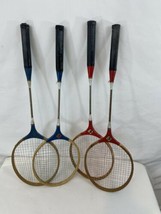 Set of 4 Vintage Wood Badminton Racquets Rackets - £30.20 GBP