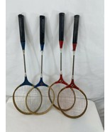 Set of 4 Vintage Wood Badminton Racquets Rackets - £30.86 GBP