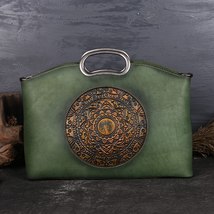 Women Handbag Top Handle Shoulder Messenger Bag Genuine Leather Embossed Retro T - £117.88 GBP