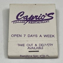 Vintage Matchbox Cover  Caprio’s Italian Restaurant  Delray Beach, Florida gmg - £9.70 GBP