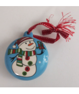 Vintage Cracker Barrel Snowman Bulb Collection Snowman With Present Orna... - $13.50 CAD