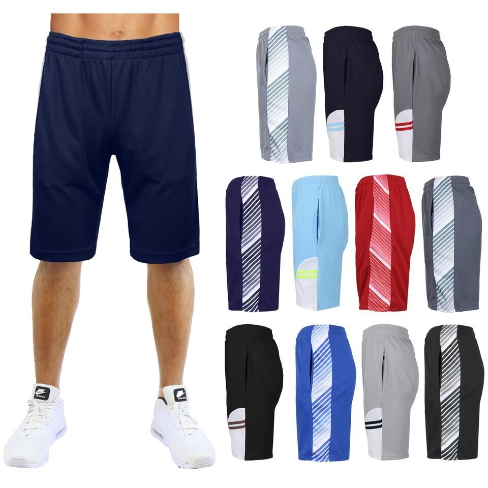 Men's Moisture Wicking Performance Mesh Shorts Trim Gym Lounge Activewear NEW