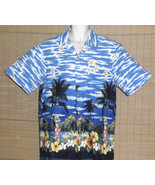 RJC Hawaiian Shirt Blue White Green Black Dancers Mountains Islands Size... - €18,56 EUR
