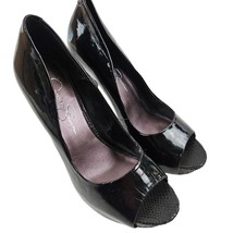 Jessica Simpson Heels Womens Size 8 Glossy Black Slip On Open Toe Stiletto - £27.09 GBP