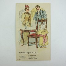 Victorian Trade Card Smith Coyle &amp; Co Hamilton Ohio Man Woman Girl Table Antique - £15.72 GBP