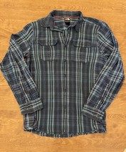 North Face Shirt Men&#39;s L Blue Plaid Button Up Long Sleeve Cool Vision - $12.73