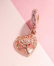 2019 Autumn Release Rose Gold Rose™ Tree of Love Dangle Charm With Enamel &amp; CZ  - £13.30 GBP