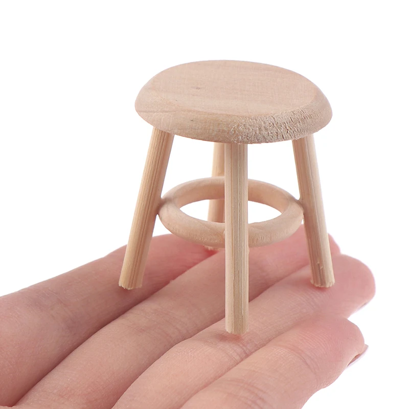 1/12 Dollhouse Miniature Furniture Round Stool Chair For Kids Pretend Play Toy - £6.23 GBP