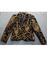 ELCC Blazer Womens PM Multi Damask Single-Breasted Notch Lapel Formal Ja... - $546.62 MXN