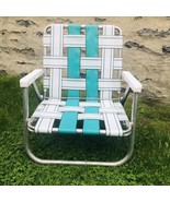 Vintage Sunbeam Aluminum Folding Beach Chair Web Weaved Low Profile Lawn... - £30.99 GBP