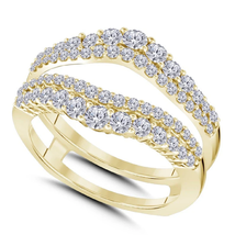 14KYellow Gold Plated Round Cut White Diamond Womens Enhancer Wrap Wedding Ring  - £102.02 GBP