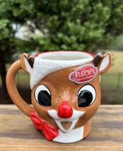 Rudolph the Red Nosed Reindeer 3D Ceramic Large Cocoa Coffee Mug Cup New... - $29.99